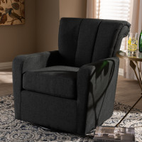 Baxton Studio TSF7715-Grey-CC Rayner Modern and Contemporary Grey Fabric Upholstered Swivel Chair